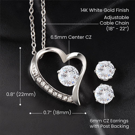 Forever Love Necklace+ Clear CZ Earrings
