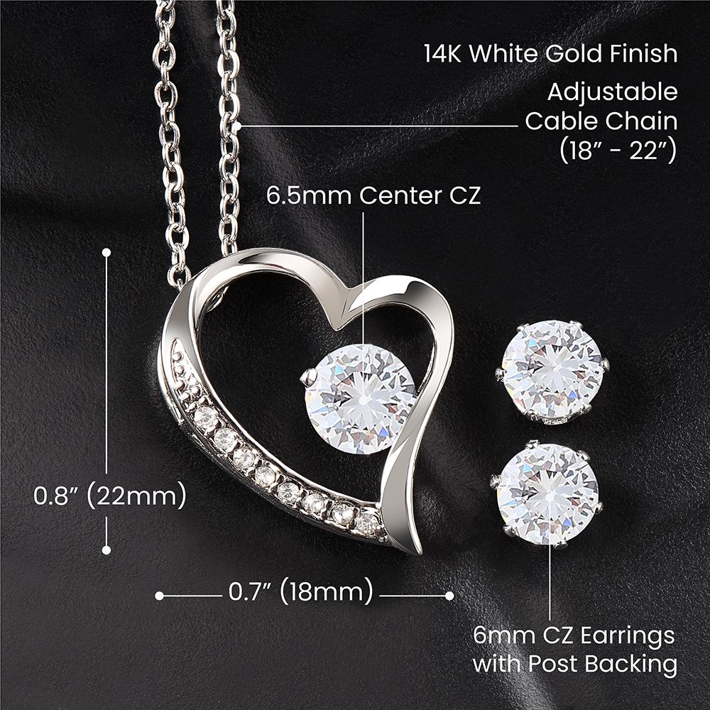 Forever Love Necklace+ Clear CZ Earrings